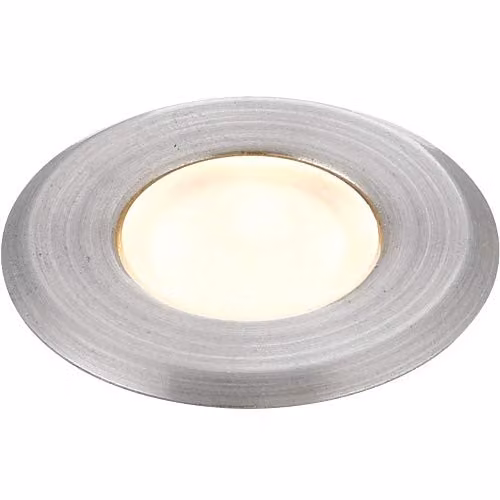 Loops IP67 Outdoor Round LED Ground Light, Warm White, Silver Stainless Steel Flush Fitting