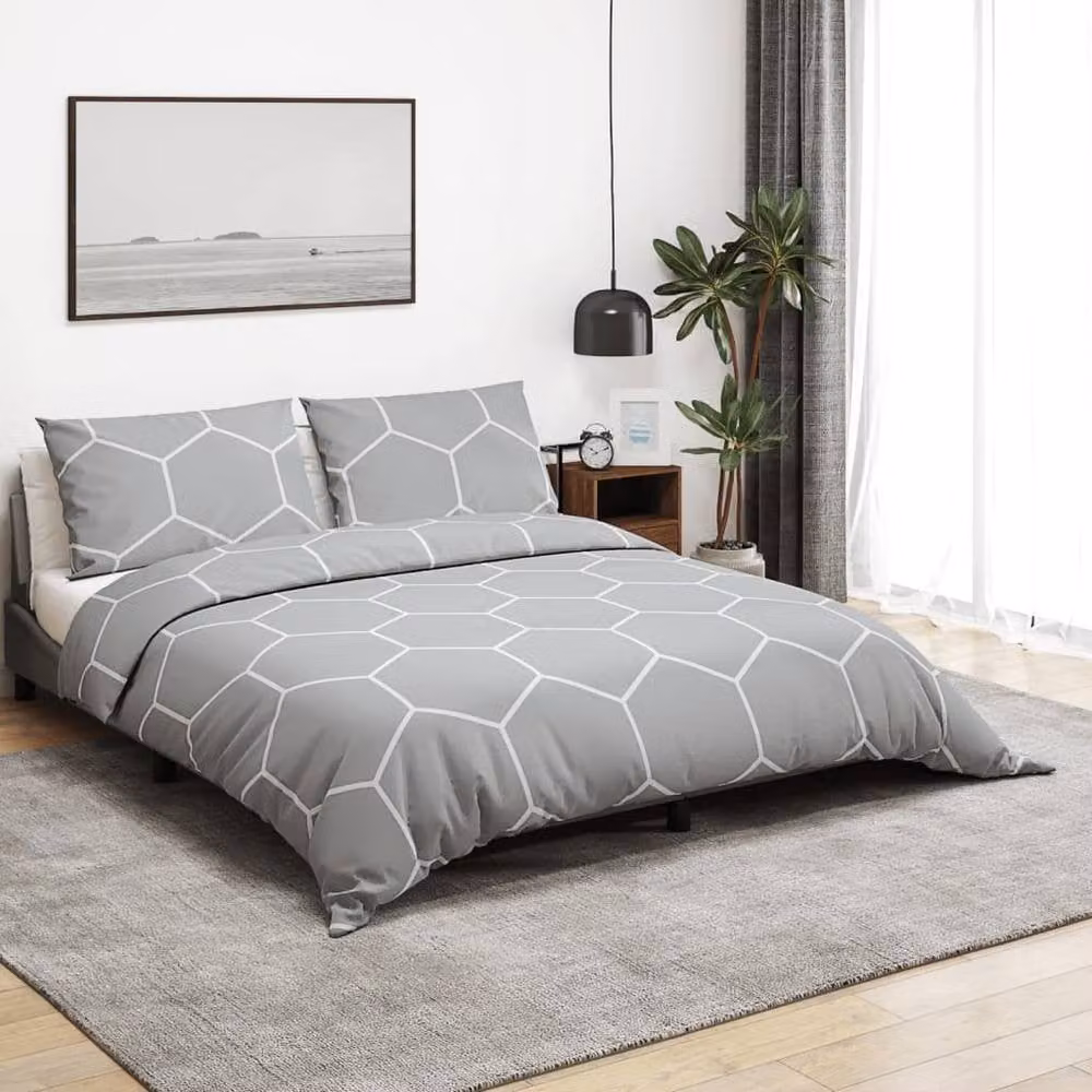 Berkfield Home Elegant Grey Cotton Duvet Cover and Pillowcase Set, W/D/H: 200 x 200 cm – 2