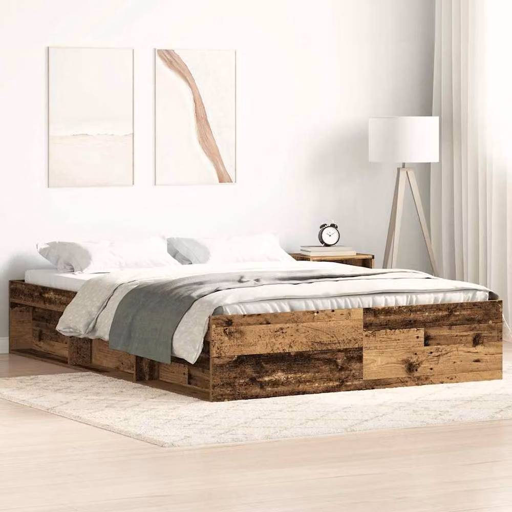 Berkfield Home Small Double Bed Frame in Brown Old Wood, W/D/H: 120 x 200 cm – 2