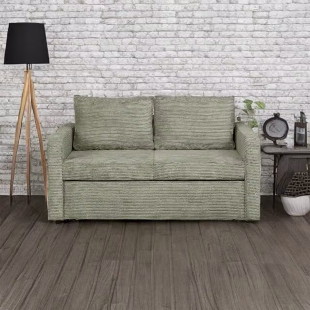 Heze Furniture Sofi Two Seater Sofa Bed with Storage Container in Green Fabric