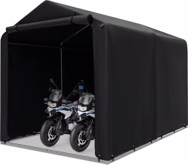 Costway Outdoor Bike Storage Shed and Portable Motorcycle Garage Shelter in Grey, W/D/H: 218 x 160 x 164 cm