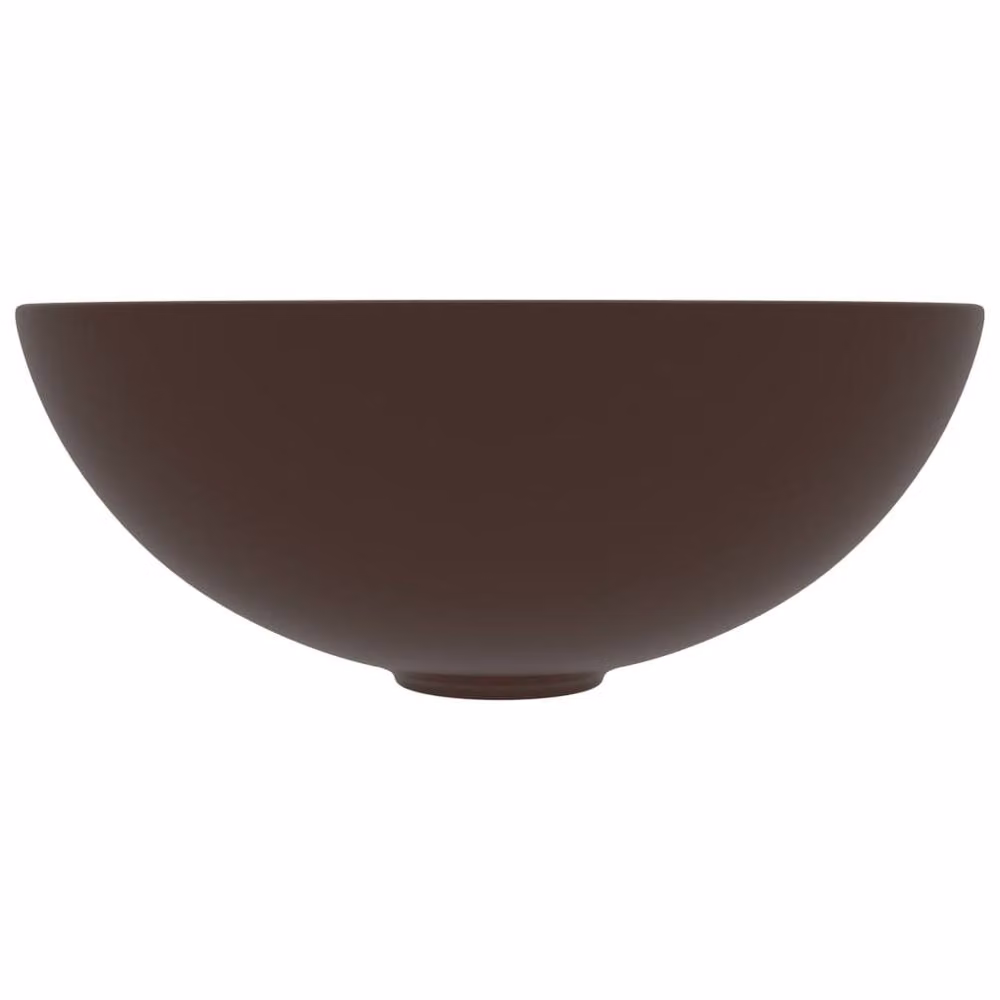 Berkfield Home Round Ceramic Countertop Bathroom Sink in Dark Brown – 3