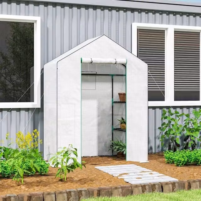 EONLION Walk-in Greenhouse with 4 Shelves in White – 1