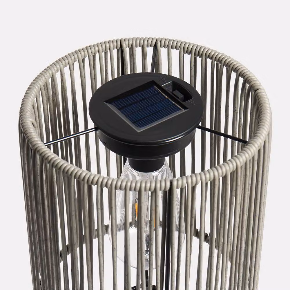 OHS Rattan Solar Floor Lamp in Grey with Dusk Sensor for Outdoor Garden and Patio – 7