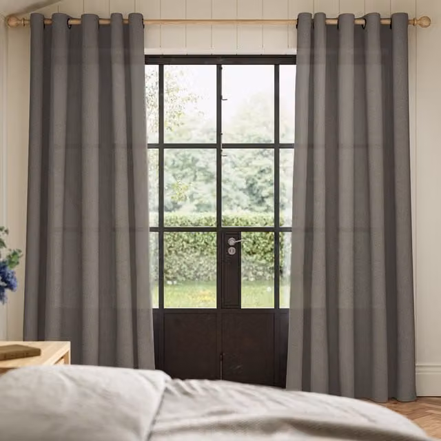 ANTE DECOR Aura No Joins Light Filtering Made To Measure Eyelet Curtains in Clay Grey