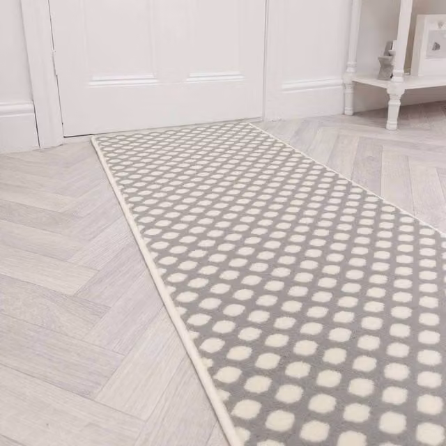 runrug Honeycomb Hallway Carpet Runner Rug in Grey, W: 60 cm, L: 210 cm – 1