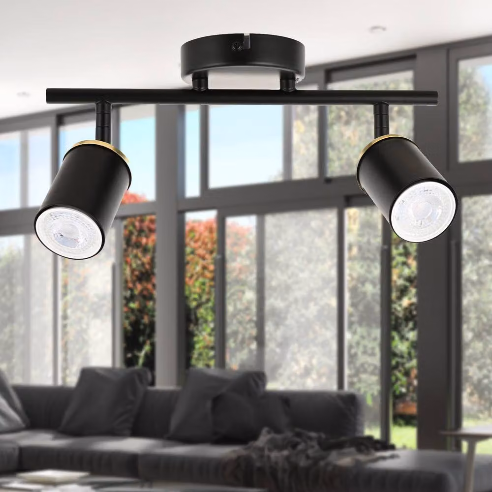 First Choice Lighting Larbert Modern Black and Gold/Brass 2 Way Adjustable LED Ceiling Spotlight Fitting – 3
