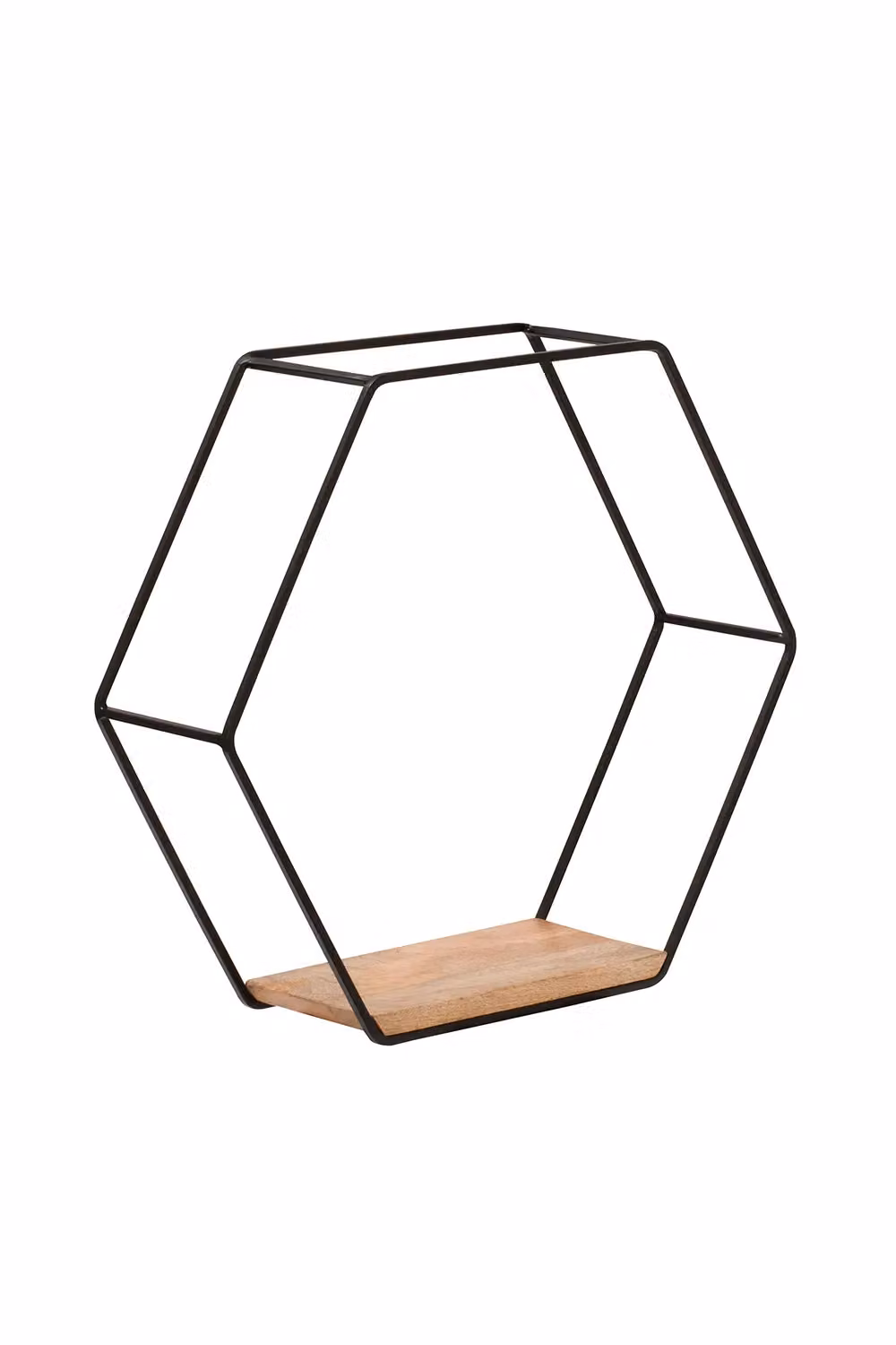 MH London Haverstock Set of 5 Hexagon Floating Wall Mounted Shelves in Black Solid Mango Wood – 2
