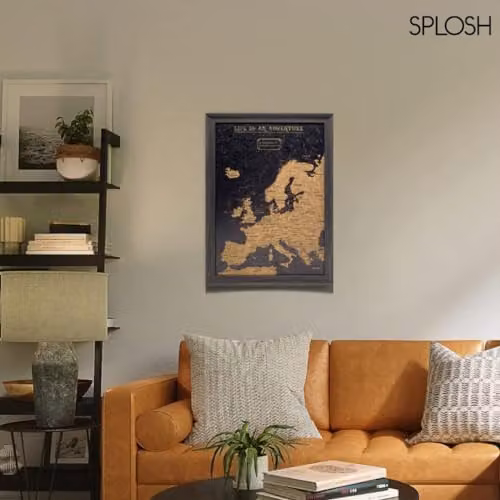 Splosh Small Europe Map Pin Board with Black Wooden Frame and 100 Pins – 6