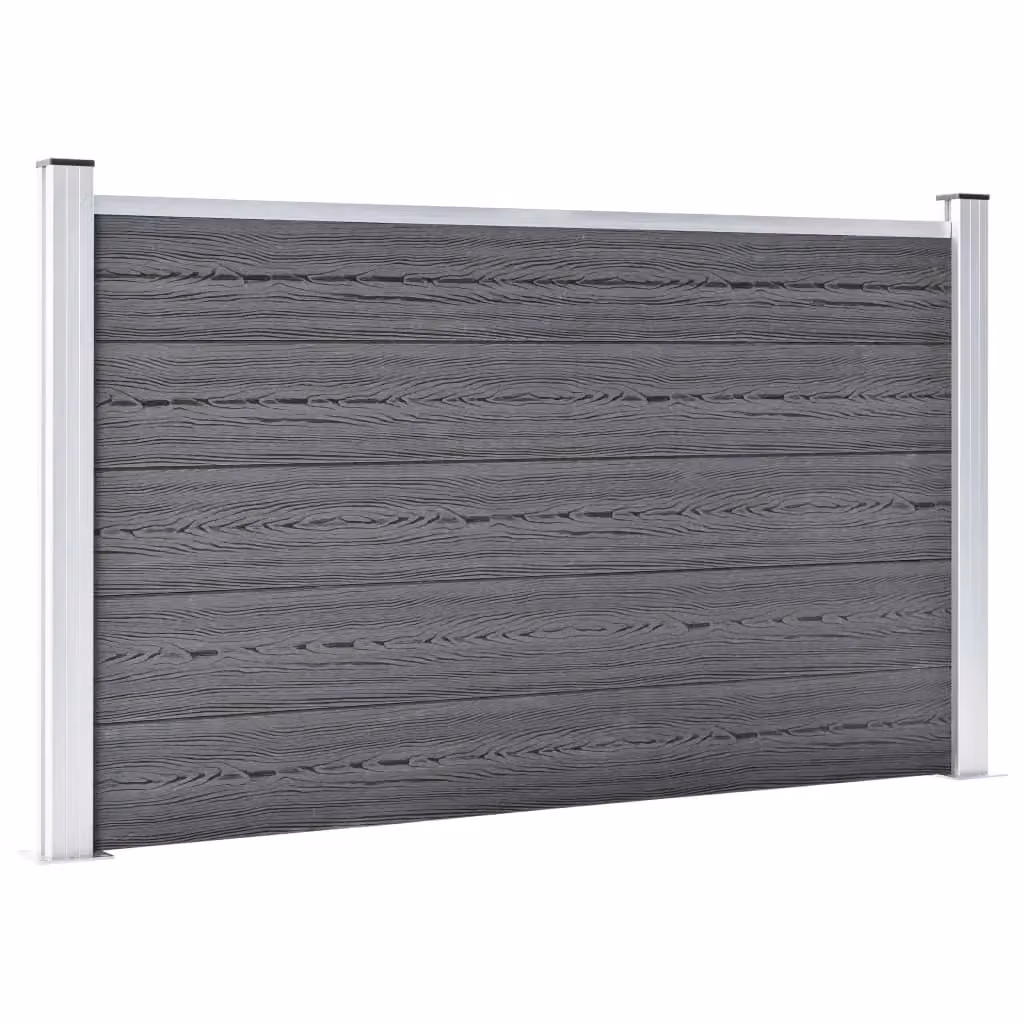 Berkfield Home Grey WPC and Aluminium Garden Fence Panel, W: 872 cm, H: 106 cm – 2