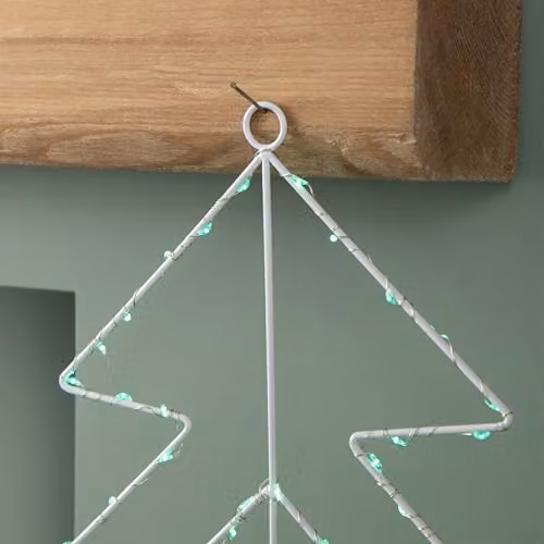 Samuel ALEXANDER 50cm Light up 3 Layered Christmas Tree with 150 Multi-Action Green LEDs in Green and White – 2