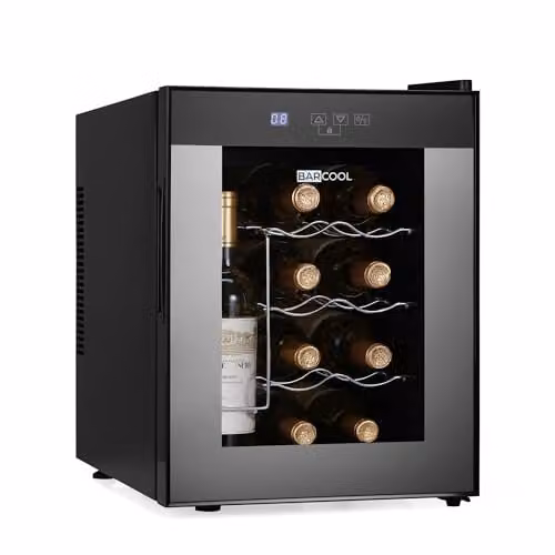 Subcold Barcool VINO12 Countertop Wine Cooler, Black, with Glass Door and LED Interior Light, W/D/H: 41.0 x 34.5 x 50.5 cm – 1