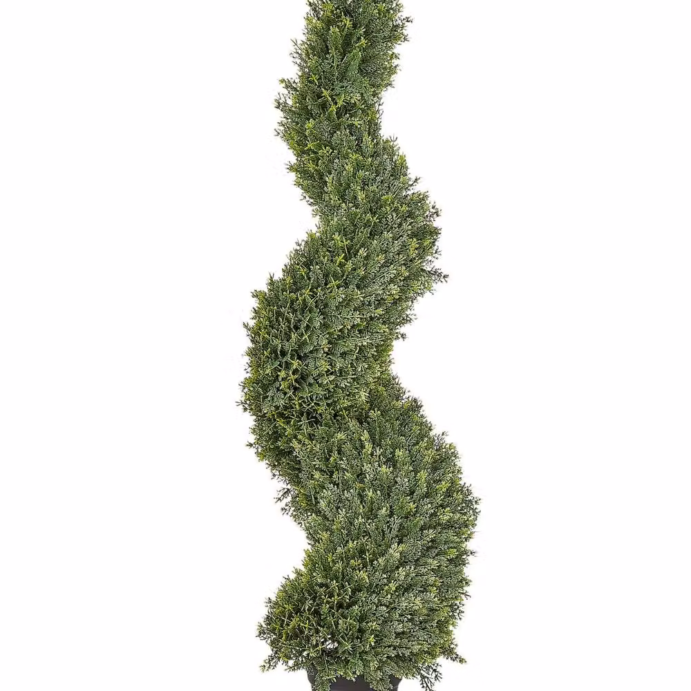 Wyld and Coco Green Potted Spiral Tree with Metal Core, Height: 126 cm – 1