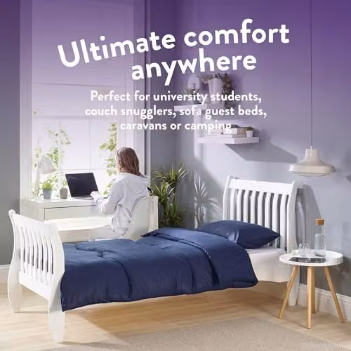 Slumberdown Coverless Herringbone 2-in-1 Reversible Single Duvet and Matching Pillowcase, 9 Tog, Blue, W: 135 cm, L: 200 cm – 6