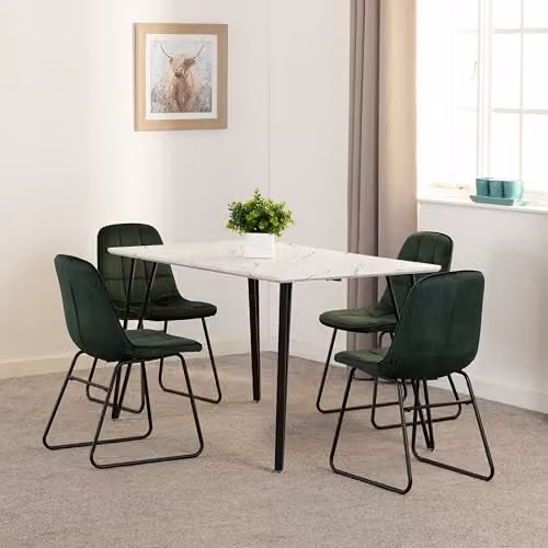 Seconique Marlow and Lukas Dining Set in White and Green – 1