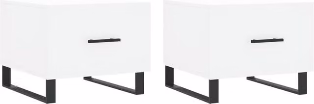 Berkfield Home Set of 2 White Modern Square Coffee Tables, W/D/H: 50 x 50 x 40 cm