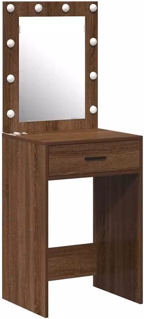 Berkfield Home Hollywood LED Dressing Table in Brown Oak, W: 50 cm, D: 41 cm, H: 135 cm