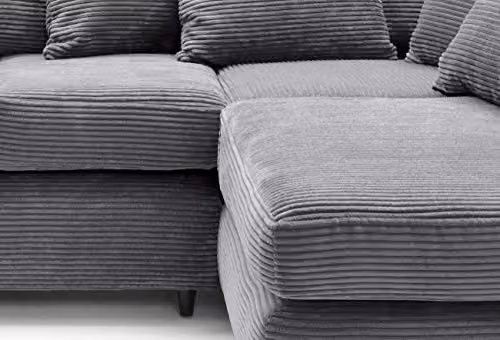 Abakus Direct Right Hand Corner Sofa in Grey Jumbo Cord Fabric, W/D/H: 212 x 164 x 78 cm – 4