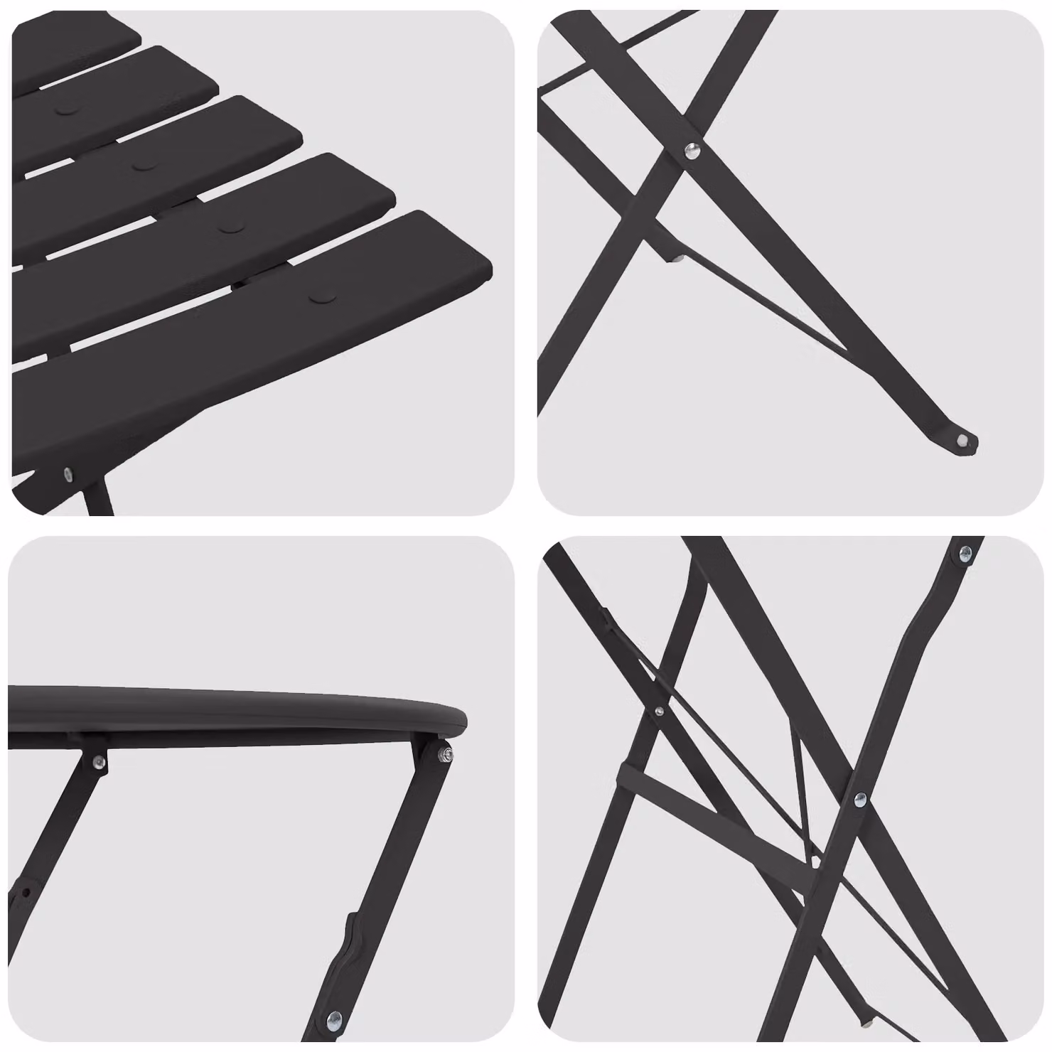 Berkfield Home 3-Piece Folding Bistro Set in Anthracite Powder Coated Steel – 4