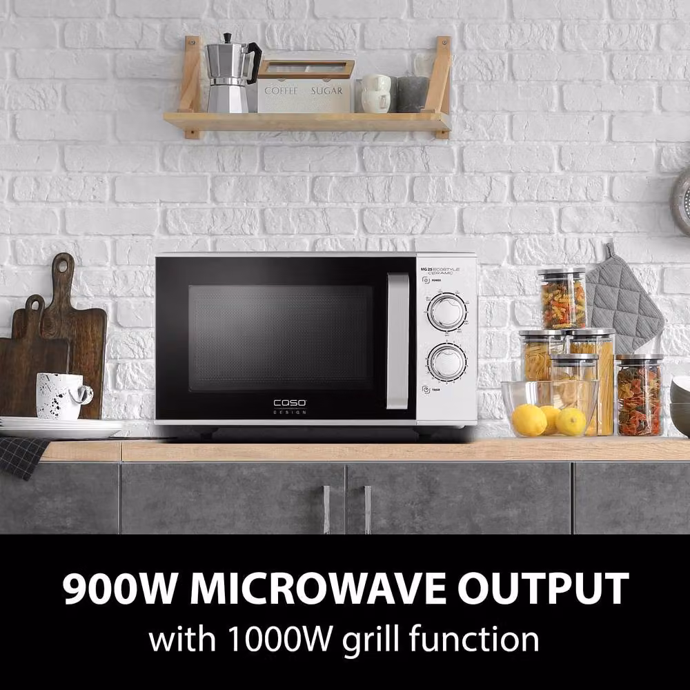 Caso Design 25L Ceramic Microwave and Grill in Silver, 900 Watt – 3