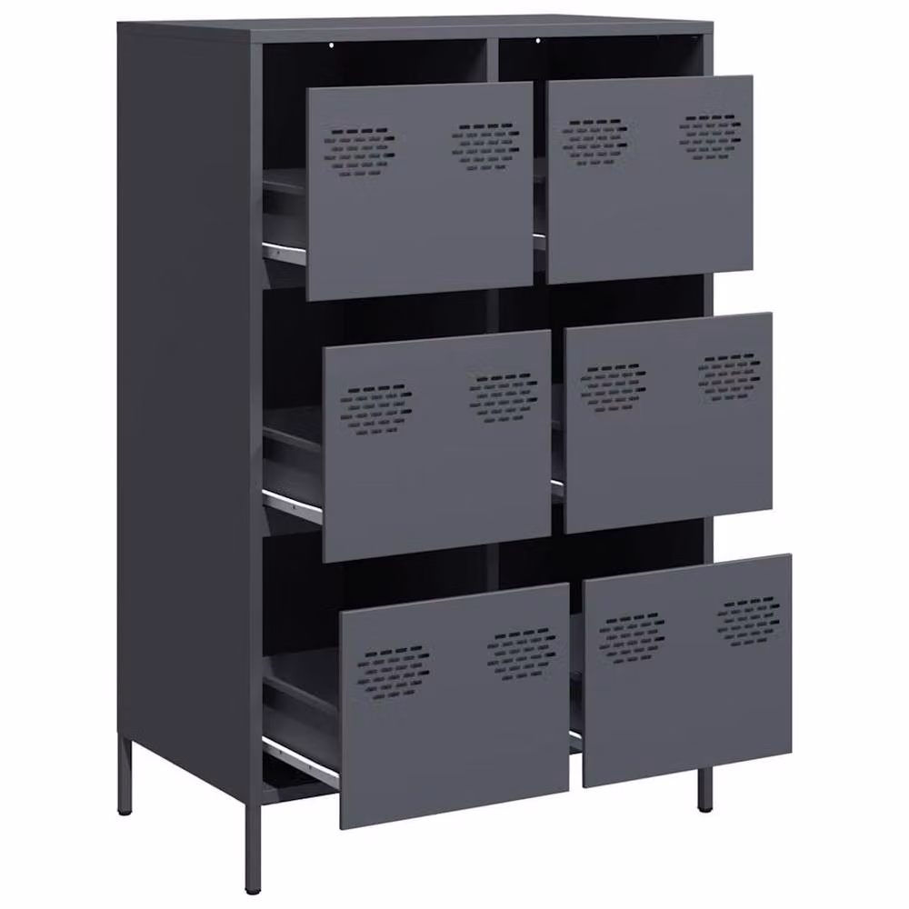 Berkfield Home Anthracite Highboard in Matt Dark Grey Metal, W: 68 cm, D: 39 cm, H: 101.5 cm – 4