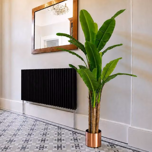 Leaf 180cm Artificial Banana Tree Tropical Plant with Copper Planter in Green