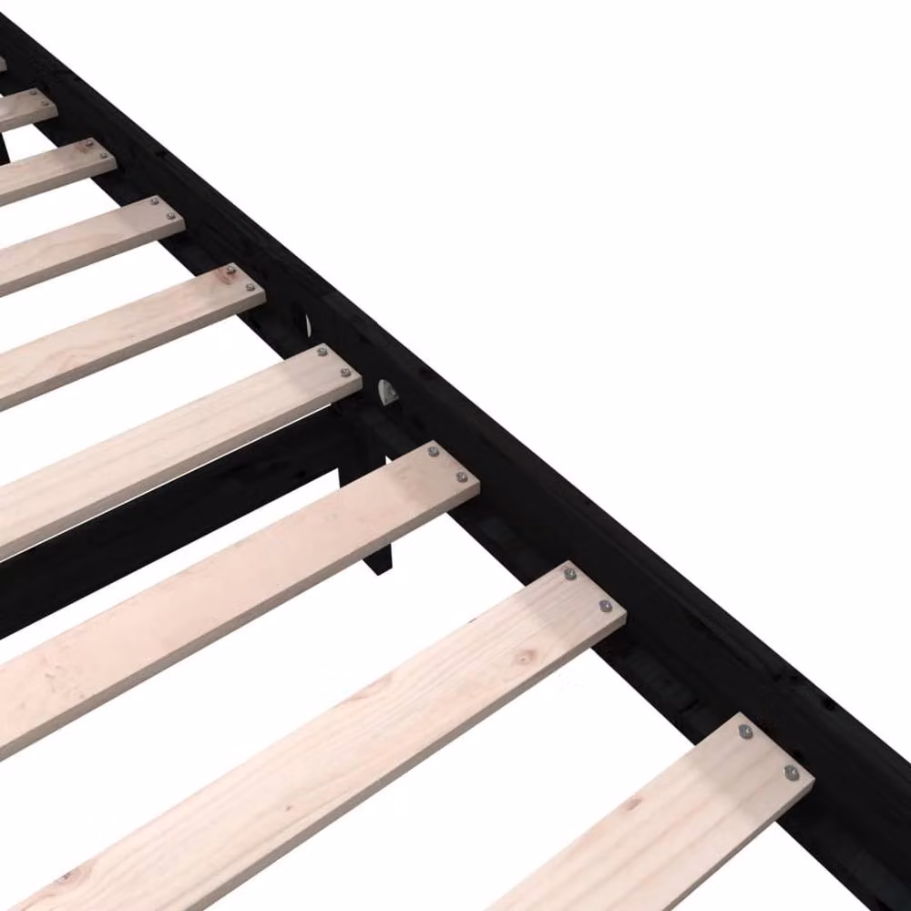 Berkfield Home Black Solid Wood Pine Bed Frame W/D/H: 200 x 200 cm – 5