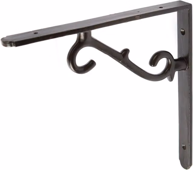Hammer and Tongs Scroll Iron Shelf Bracket in Matt Black