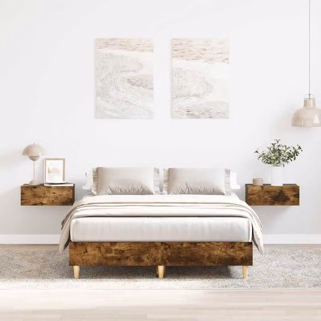 Berkfield Home Small Double Bed Frame in Smoked Oak Brown, W/D/H: 120 x 190 cm