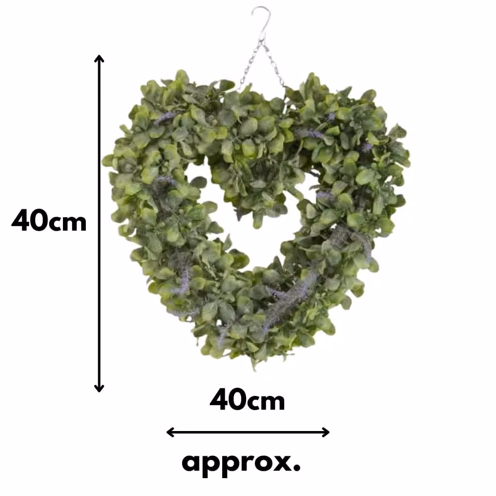 Marco Paul Artificial Lavender Heart Wreath in Green – 2