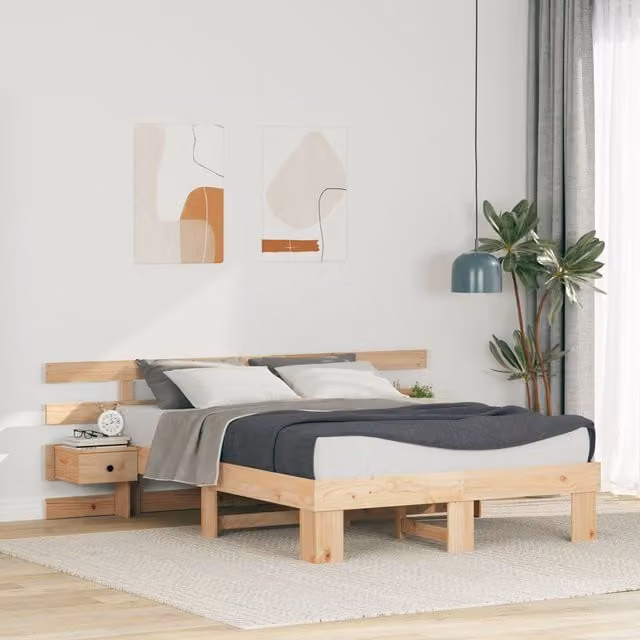 Berkfield Home Brown Solid Pine Wood Bed with Drawers W/D/H: 200 x 120 x 73 cm – 1