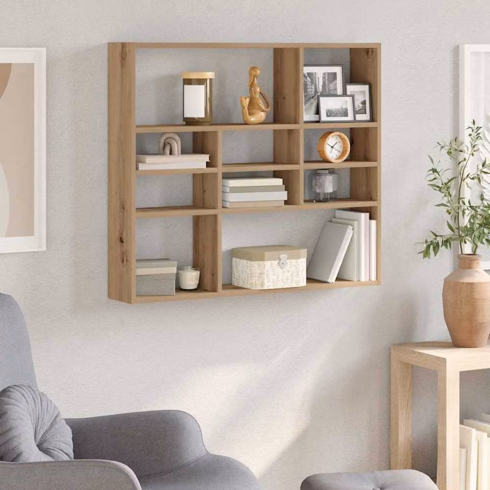 Berkfield Home Artisan Oak Wall Shelf, Brown Engineered Wood, W: 90 cm, D: 16 cm, H: 78 cm – 2