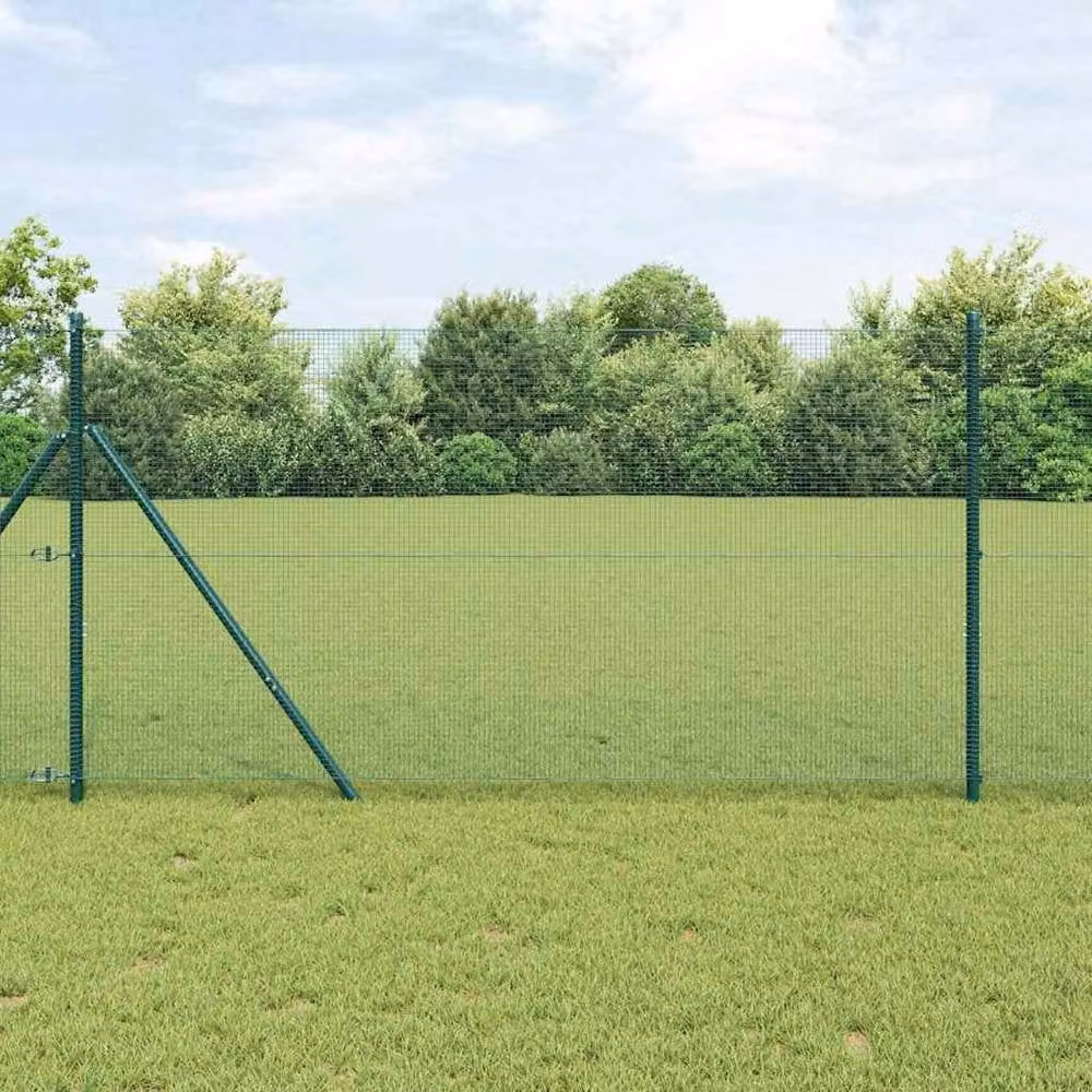 Berkfield Home Green Welded Steel Wire Fence with 13 Posts, 1.2 x 50 m – 2