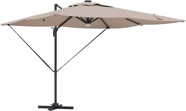 Berkfield Home Roma Cantilever Parasol with LEDs in Taupe Beige, Aluminium, W/D/H: 286 x 285 x 270 cm – 1