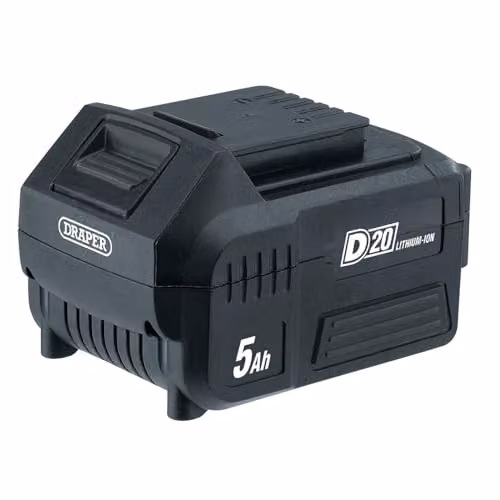 Draper 55907 D20 20V Lithium Battery (5.0Ah) Black