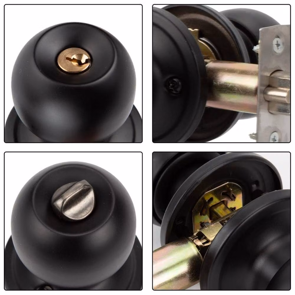 SPETLEK Black Matt Stainless Steel Door Knob Set for Privacy or Passage Doors – 3