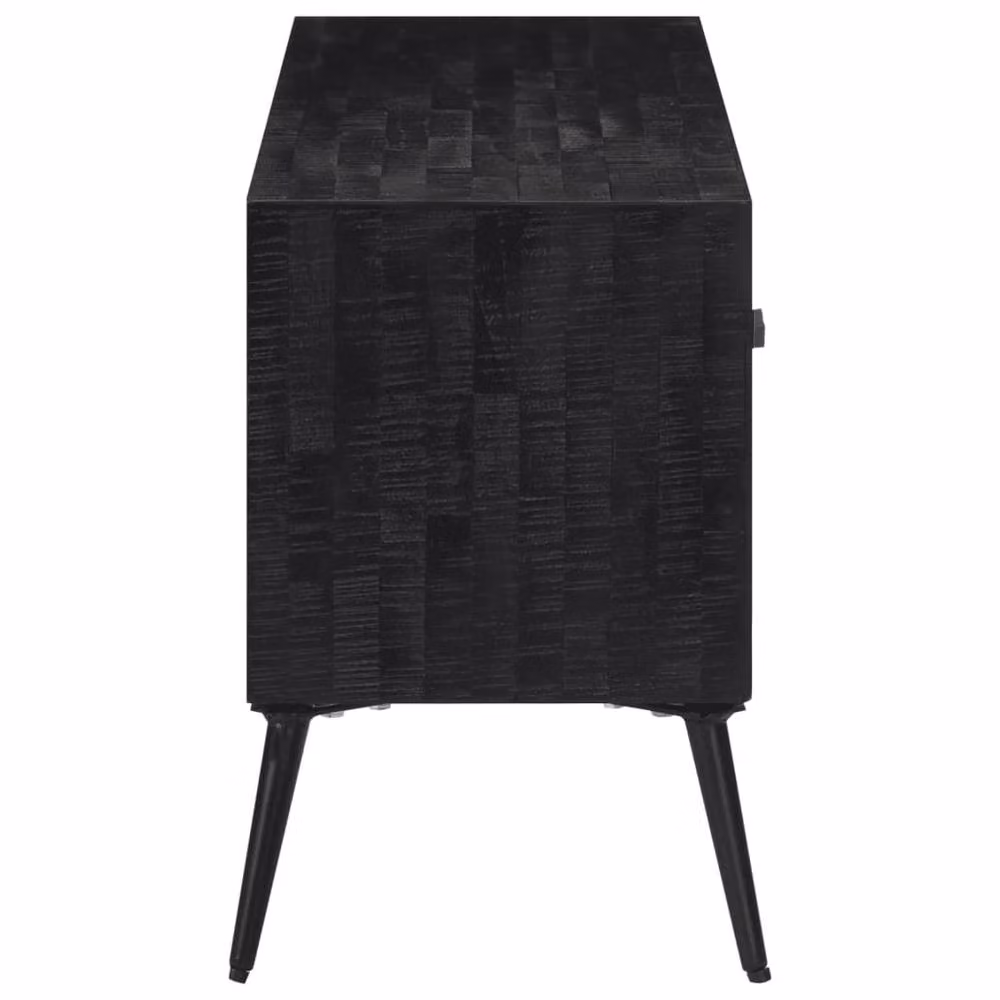 Berkfield Home Mid Century Solid Reclaimed Teak TV Cabinet in Black, W/D/H: 112 x 31 x 45 cm – 3
