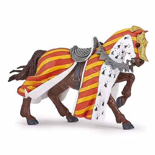 Papo Fantasy & Medieval Collection Realistic Tournament Horse Figure Toy, Multicolour, W/D/H: 14.4 x 6.1 x 9.5 cm