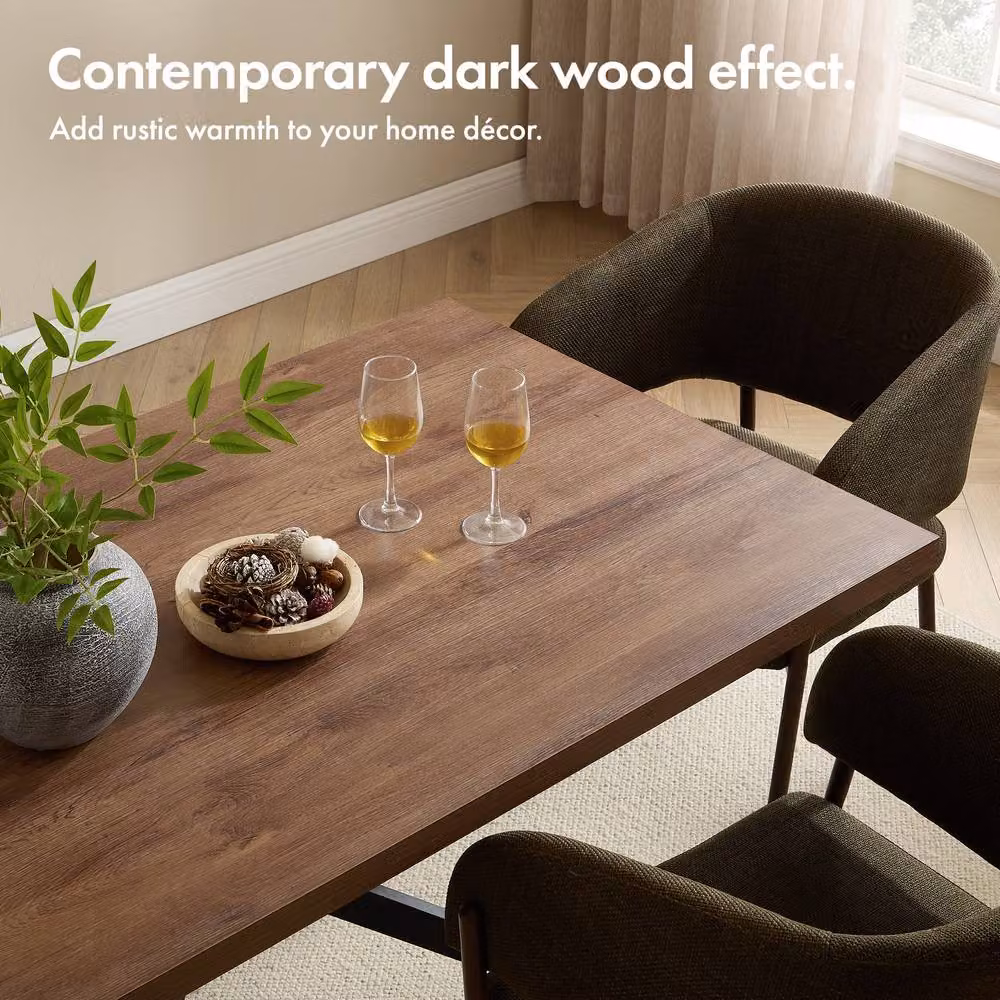 VonHaus Abel Rectangular 6 Seater Wood Effect Dining Room Table in Dark Brown, W/D/H: 150 x 85 x 75.5 cm – 3