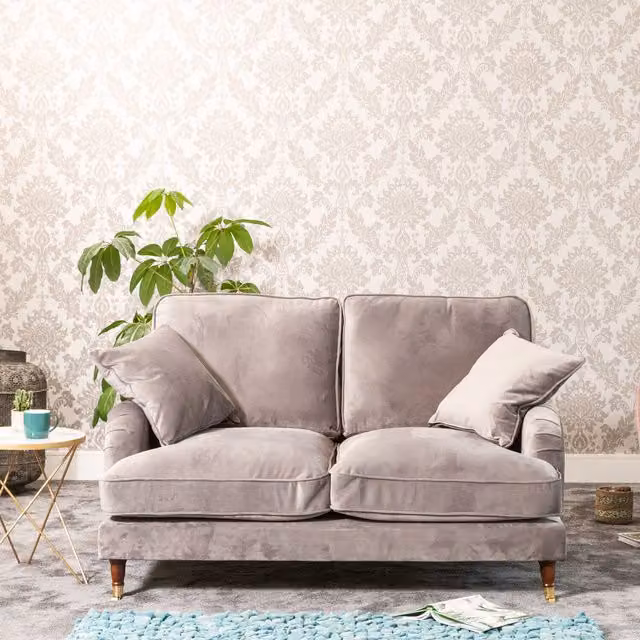 Artemis Home Mackenzie 2 Seat Grey Velvet Upholstered Sofa with Scatter Cushions