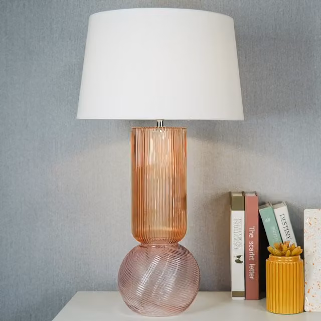 Maylee Modern Glass Table Lamp in Pink and White