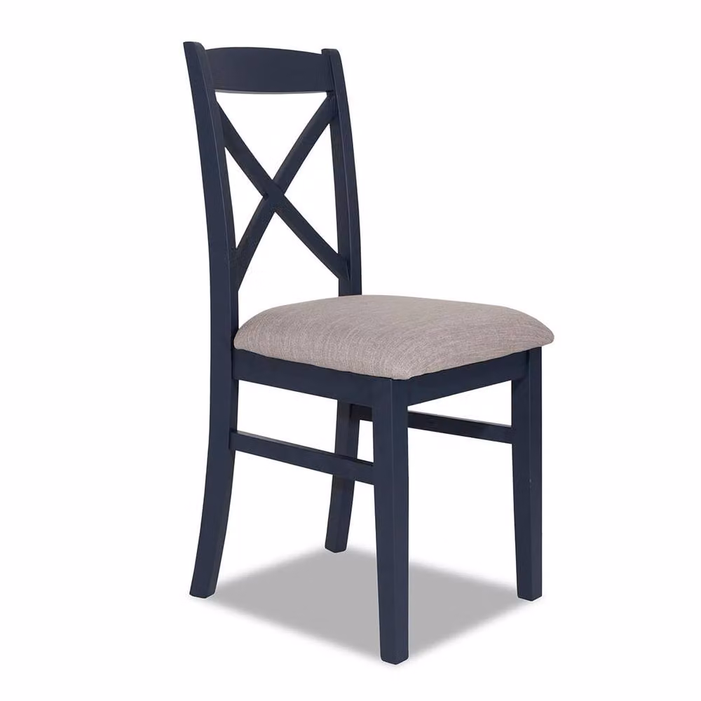 Statement Furniture Florence Crossback Dining Chairs with Upholstered Seats, Set of 2, Navy Blue, W45 x D53 x H98 cm, Seat Height: 50 cm – 2