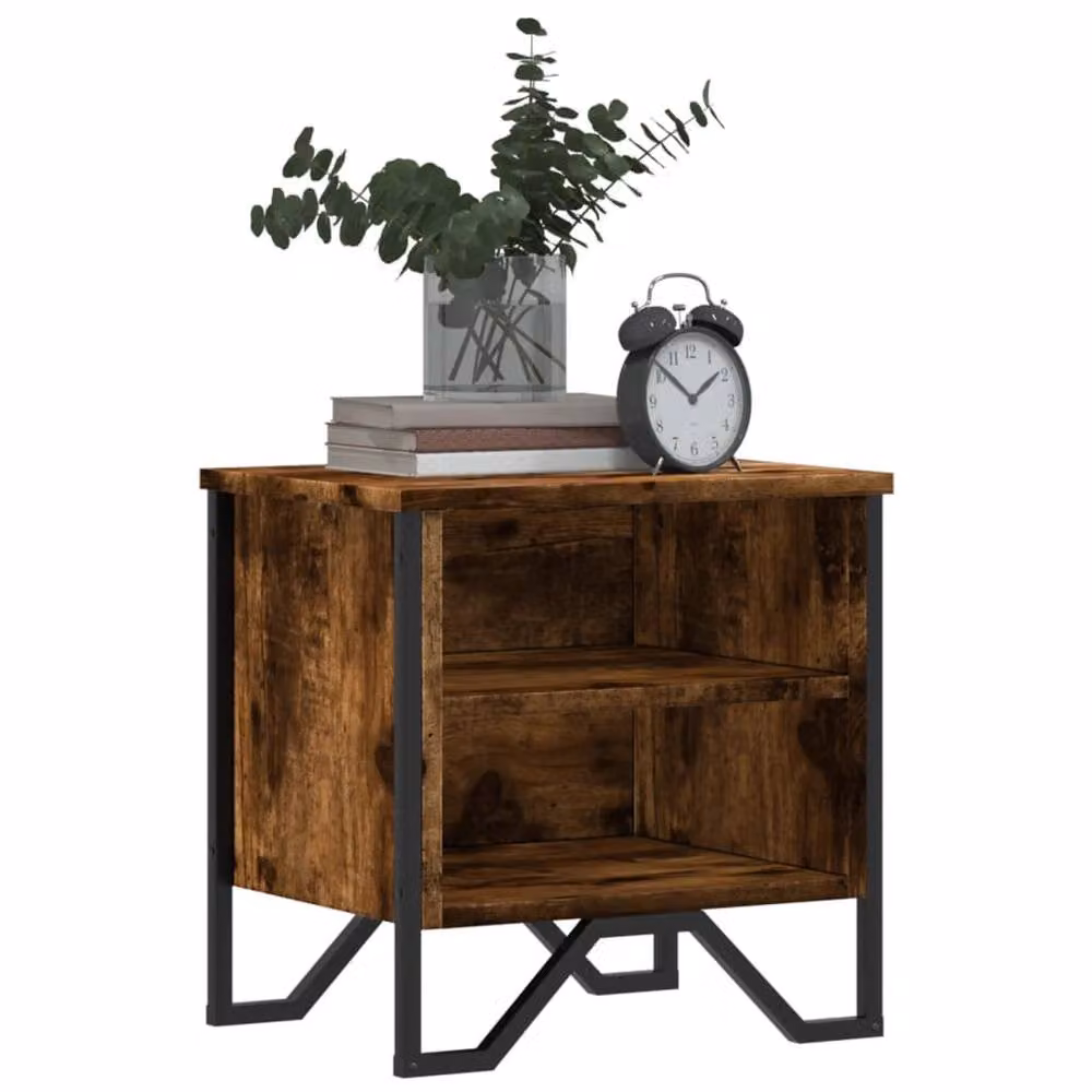 Berkfield Home Set of 2 Smoked Oak Bedside Cabinets in Brown, W/D/H: 40 x 30 x 40 cm – 3