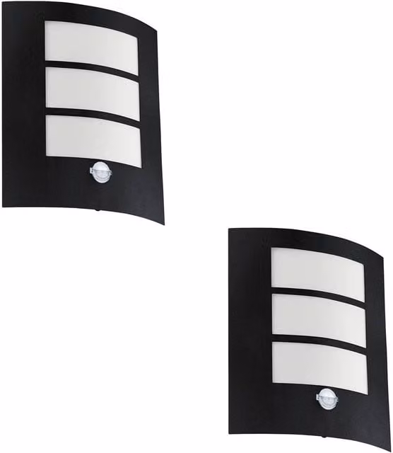 Loops 2 Pack Black Modern Wall Light with Replaceable E27 Bulb – 1