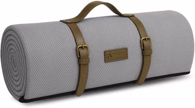 Voyager Grey Herringbone Picnic Blanket, W/D/H: 200 x 200 x 200 cm, Waterproof and Sandproof Foldable Mat with Carry Handle – 5