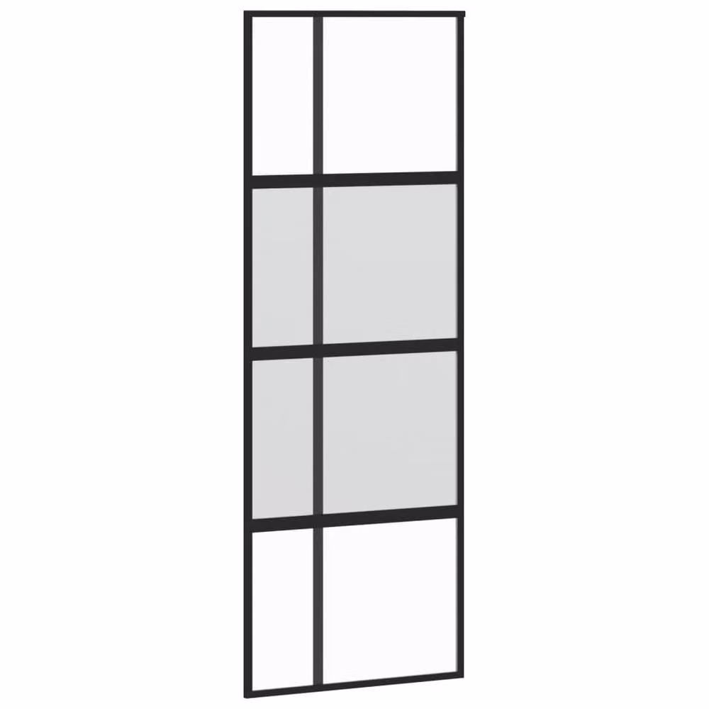Berkfield Home Minimalist Black Sliding Door with Transparent Tempered Glass and Aluminium, W: 76 cm, H: 205 cm – 2