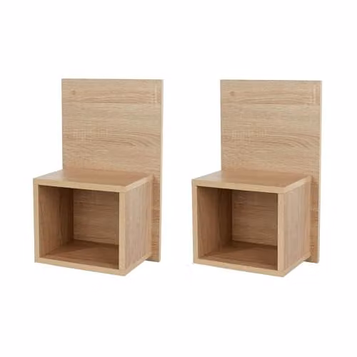 Core Products Pair of Kelly Wall-Mounted Compact Bedside Tables in Light Oak – 2