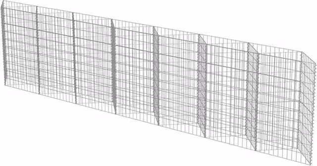 Berkfield Home Durable Galvanised Steel Gabion Fence in Silver, W/D/H: 450 x 30 x 100 cm – 1