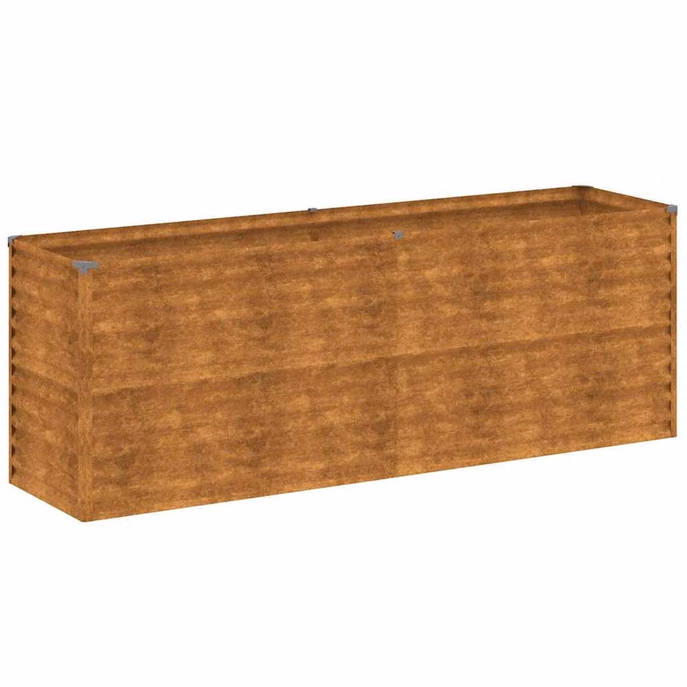 Berkfield Home Garden Corten Steel Raised Bed in Brown, W/D/H: 196 x 50 x 69 cm – 2