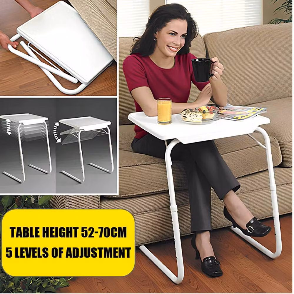PAWNORA Adjustable Folding Table in White – 2